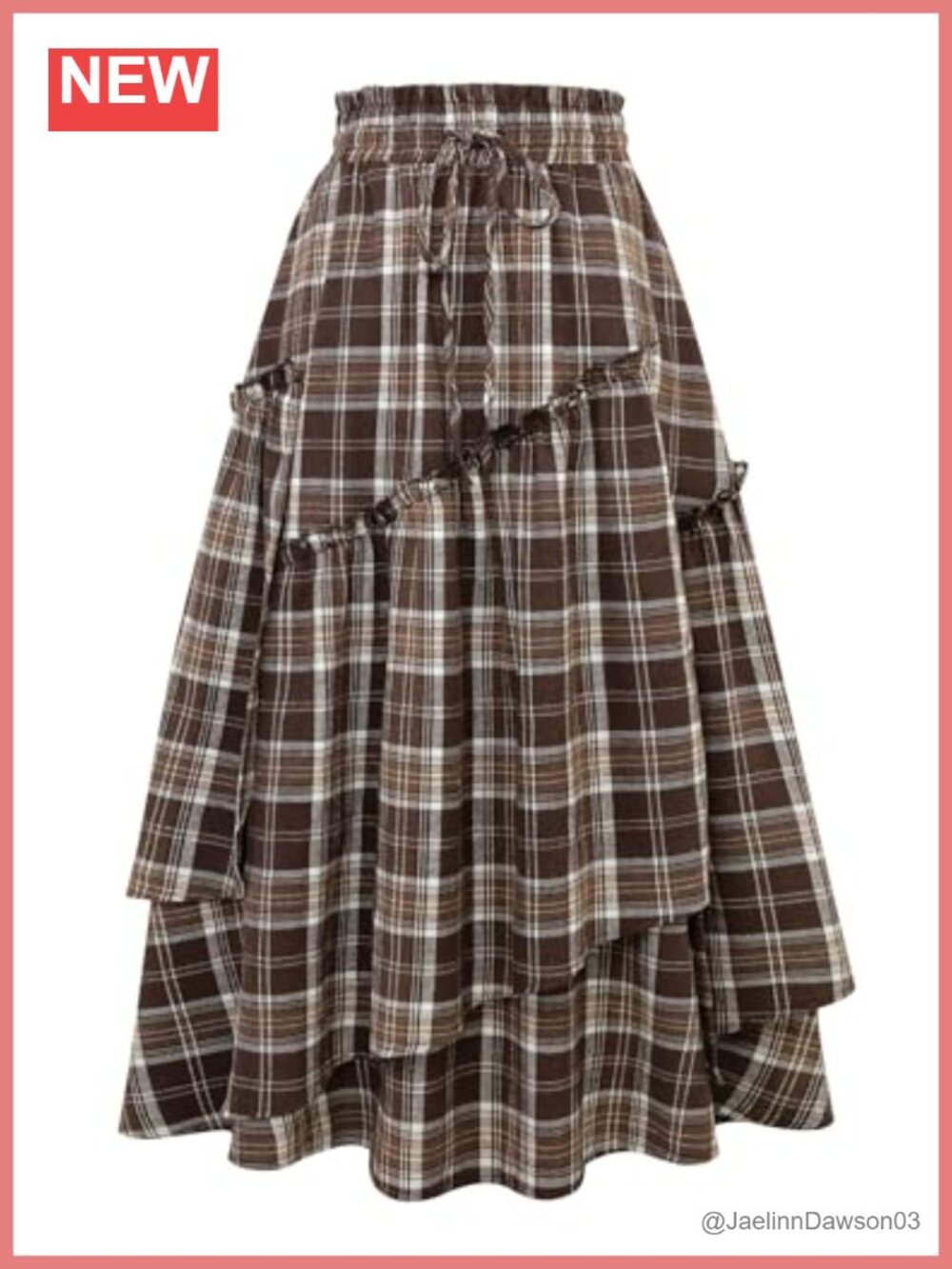 Womens Long Plaid Maxi Skirt High Waisted Renaissance A-Line Flared